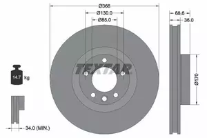 Вентильований гальмівний диск Textar 92213603 фотографія 6.