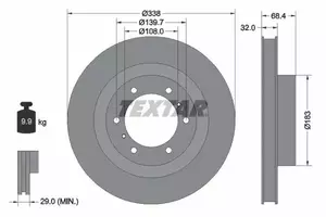 Вентильований гальмівний диск на Lexus GX  Textar 92223903.