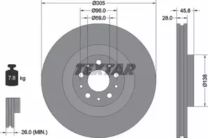 Вентилируемый тормозной диск на Фиат 500Л  Textar 92237603.