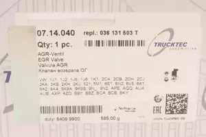Клапан ЄГР (EGR) Trucktec Automotive 07.14.040 фотографія 5.