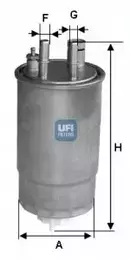 Топливный фильтр на Фиат Гранде пунто  Ufi 24.ONE.00.