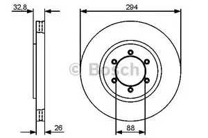 Вентильований гальмівний диск на Сангйонг Рекстон  Bosch 0 986 479 416.