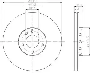 Перфорированный тормозной диск Hella Pagid 8DD 355 107-521.