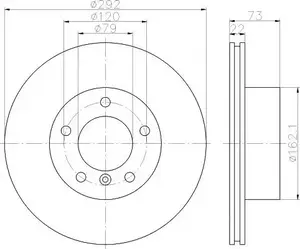 Вентильований гальмівний диск Hella Pagid 8DD 355 111-241 фотографія 0.