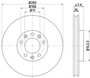 Вентилируемый тормозной диск Hella Pagid 8DD 355 120-481.