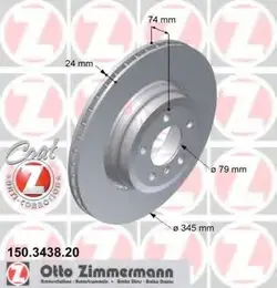 Перфорированный тормозной диск на BMW 740 Otto Zimmermann 150.3438.20.